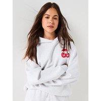 Peach Fit Womens Cherry Oversized Hoody - Grey