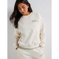 New Balance Womens Linear Heritage Fleece Sweatshirt - Beige
