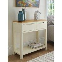 Very Home Saxon Ready Assembled 2 Drawer Console Table With Shelf - Cream/Oak
