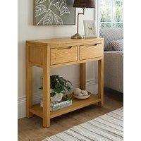 Very Home Saxon Ready Assembled 2 Drawer Console Table With Shelf - Oak