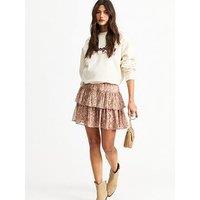 New Look Snake Print Ruffled Mini Skirt - Brown