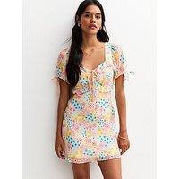 New Look Floral Print Mini Dress - Pink