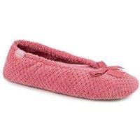 Totes Isotoner Popcorn Terry Ballet Slippers - Pink