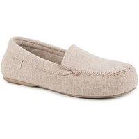Totes Isotoner Textured Moccasin Slippers - Beige