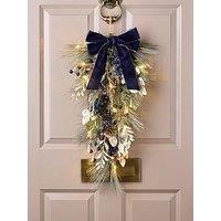Very Home Blueberry Pre Lit Christmas Wreath & With Velvet Bow