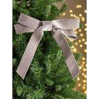 Very Home Set Of 6 Silver Velvet Christmas Tree Bows - 25 Cm