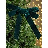 Very Home Set Of 6 Clip On Dark Green Velvet Christmas Tree Bows