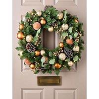 Very Home Copper And Gold Pre-Lit Christmas Wreath - 80 Cm