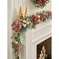 Very Home Dusky Pink Magnolia Pre Lit Christmas Swag - 180 Cm