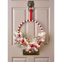 Very Home 50 Cm Pre Lit Beaded Candy Cane Christmas Wreath