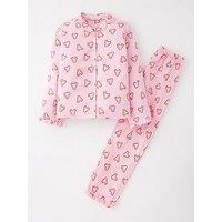 The Very Collection Girls Christmas Candy Cane Satin Pjs - Pink
