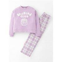 The Very Collection Girls Weekend Club Pancake Sweat Pj - Purple