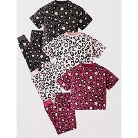 The Very Collection Girls 3 Pack Leopard Print Pyjamas - Multi