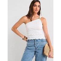 V By Very Textured One Shoulder Top - White