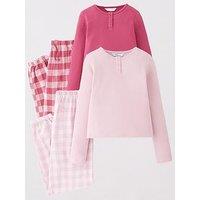 The Very Collection 2 Pack Tee And Woven Check Pj Set - Multi