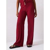 V By Very Textured Wide Leg Trouser Co-Ord - Burgundy