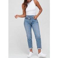 V By Very Wrap Front Mom Jeans - Mid Wash