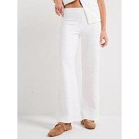 V By Very Textured Wide Leg Trousers Co-Ord - Cream