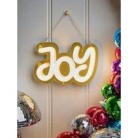 The Christmas Gift Co Led Neon Light Up Mirrored Hanging Christmas Decoration - Joy