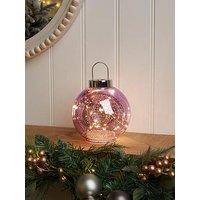 The Christmas Gift Co Purple Mercury Glass Led Fairy Light Bauble Christmas Ornament - 20 Cm