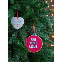 The Christmas Gift Co Set Of 2 Ceramic Christmas Tree Ornaments - Heart & Circle