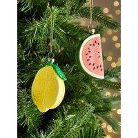 The Christmas Gift Co Watermelon And Lemon Slice Christmas Tree Decorations - Set Of 2
