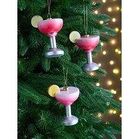 The Christmas Gift Co Set Of 3 Fancy Cocktail Hanging Decorations