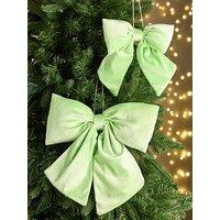 The Christmas Gift Co Set Of 4 Velvet Christmas Tree Bows - Green