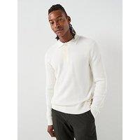 Selected Homme Dane Long Sleeve Knitted Polo Shirt - Cream