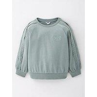 Mini V By Very Girls Lace Crochet Trim Detail Sweatshirt - Green