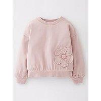 The Very Collection Girls Flower Applique Sweater - Pink