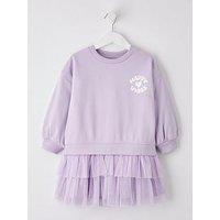 The Very Collection Girls Sweat Dress With Tule Skirt Detail - Purple
