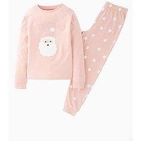 The Very Collection Girls Santa Christmas Pyjamas - Pink