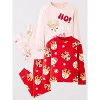 The Very Collection Girls Novelty 2 Pack Christmas Pyjamas - Multi