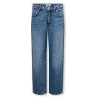 Only Kids Girls Mom Straight Jeans - Blue