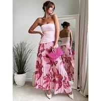 Style Cheat Bandeau Pleated Dress - Pink