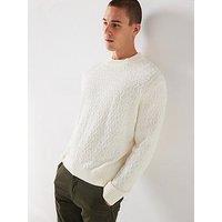 Selected Homme Philip Long Sleeve Relaxed Fit Knitted Jumper - Cream