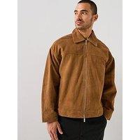 Selected Homme Lucas Suede Bomber Jacket - Brown