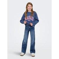 Only Kids Girls Juicy Distressed Wide Leg Jeans - Blue