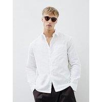 River Island Long Sleeve Linen Look Shirt - White
