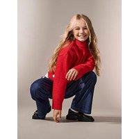 Only Kids Girls Button Detail Knitted Jumper - Red