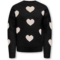 Only Kids Girls Heart Jacquard Knitted Jumper - Black