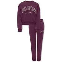 Only Kids Girls Los Angeles Sweat Set - Dark Red