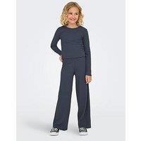 Only Kids Girls Nella Long Sleeve Top & Trousers Set - Navy