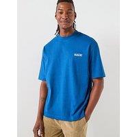 Selected Homme Normal Graphic Short Sleeve T-Shirt - Blue