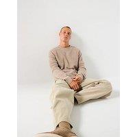 Selected Homme Neil Long Sleeve Neppy Wool Knitted Jumper - Beige