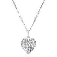 H. Samuel Sterling Silver Necklace. Cubic Zirconia Pav&Eacute; Heart Pendant 16+2 Inch Necklace