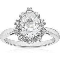 H. Samuel Sterling Silver Engagement Ring. Created White Sapphire Vintage Pear Ring