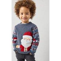 The Very Collection Boys Christmas Fairisle Santa Knitted Jumper - Multi