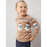 The Very Collection Boys Snowman Christmas Knitted Jumper - Multi